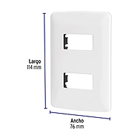 Placa 2 módulos de ABS, línea Italiana, color blanco - PPDO-IB / 48133