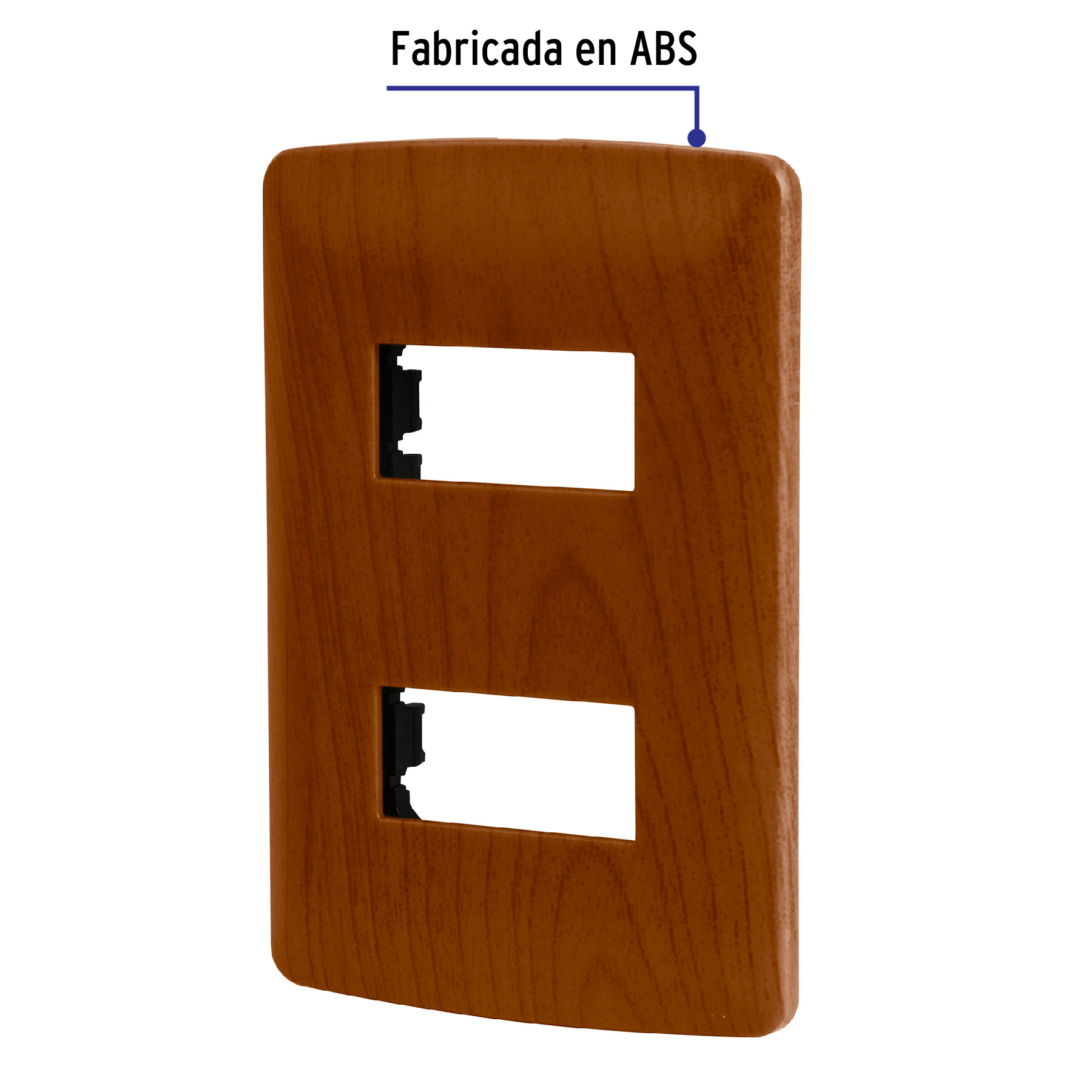 Placa 2 módulos de ABS, línea Italiana, acabado madera - PPDO-IM / 46393