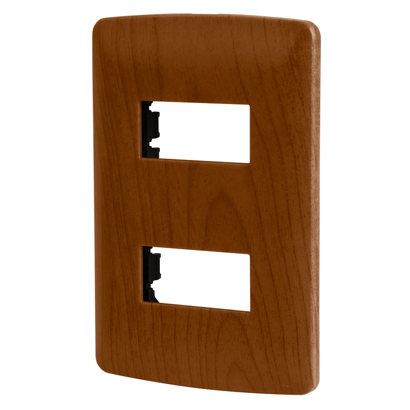Placa 2 módulos de ABS, línea Italiana, acabado madera - PPDO-IM / 46393