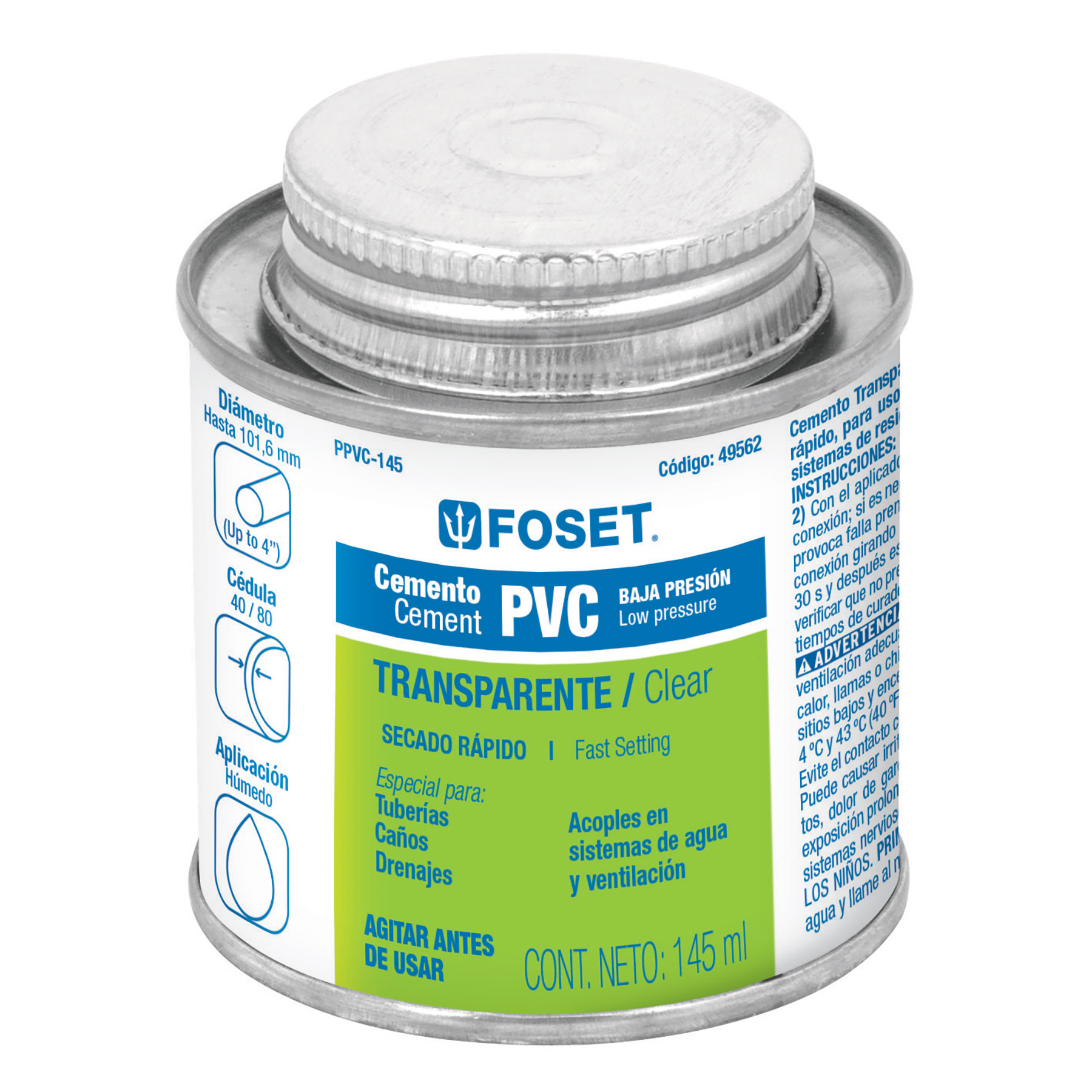 Cemento para PVC, bote 145 ml - PPVC-145 / 49562