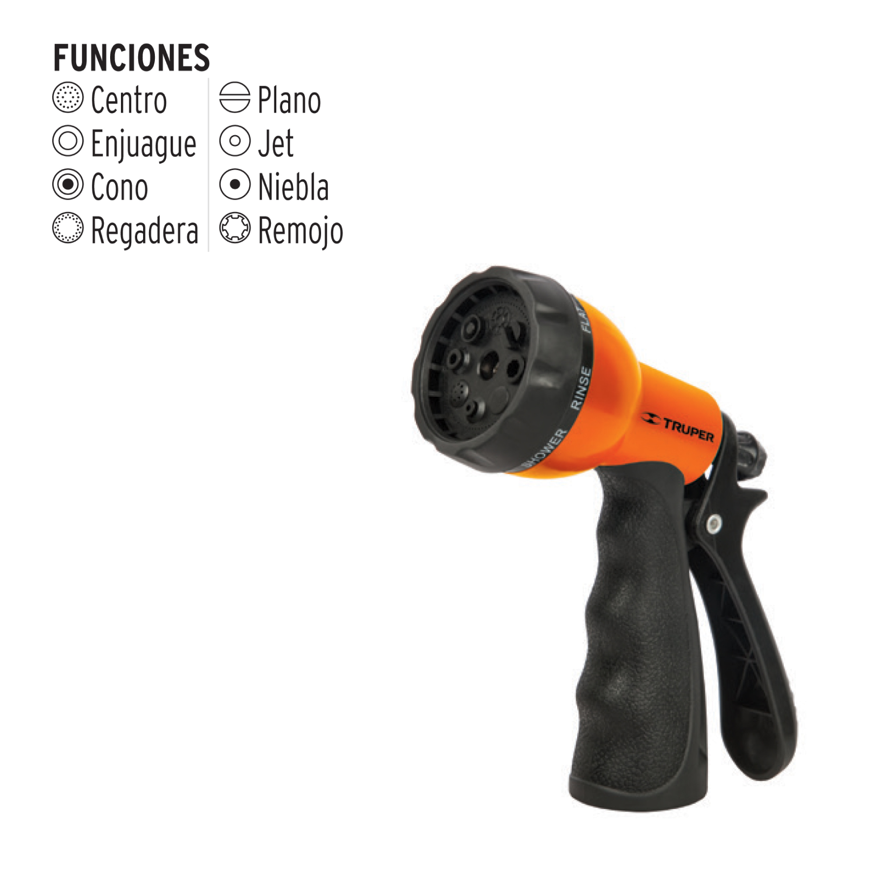 Pistola plástica, 8 funciones - PR-409 / 18482