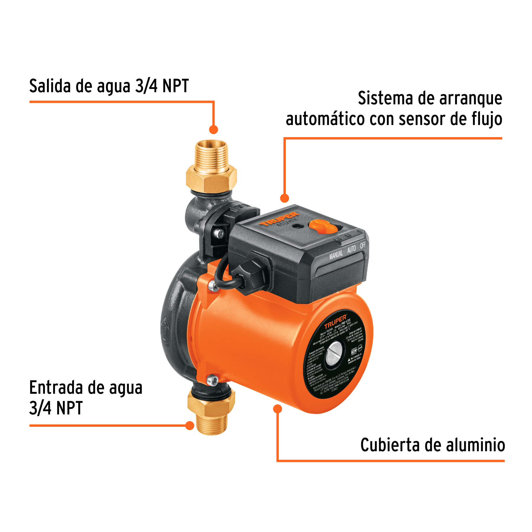 Bomba presurizadora 1/3 HP, TRUPER - 103356 - PRE-1/3S - Caja con 1 Pieza – Master 4