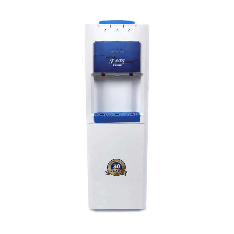 Atlantis Prime floor-standing water dispenser in a modern office breakroom setting.