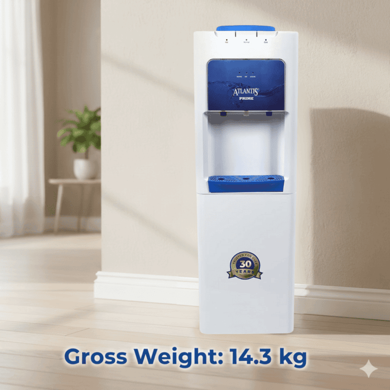 Atlantis Prime water dispenser providing instant hot and cold water for home use.
