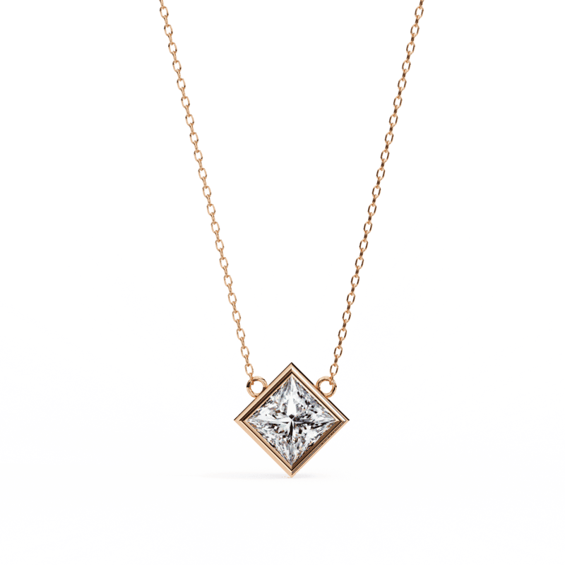 Princess Cut Bezel Diamond Necklace