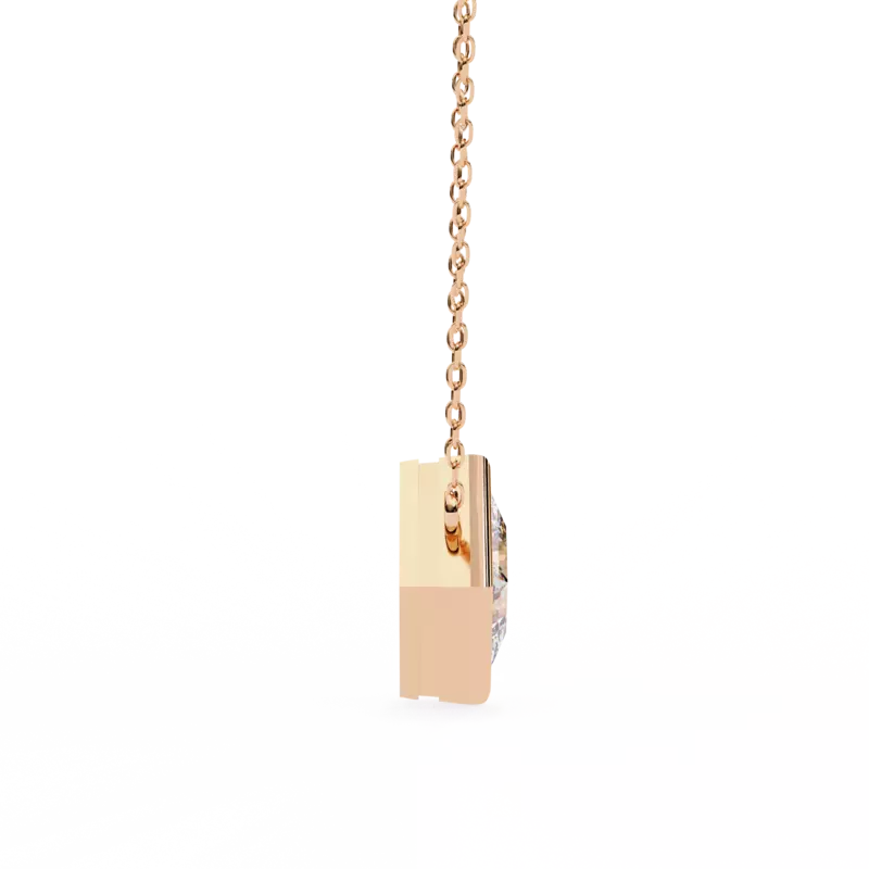 Princess Cut Bezel Diamond Necklace