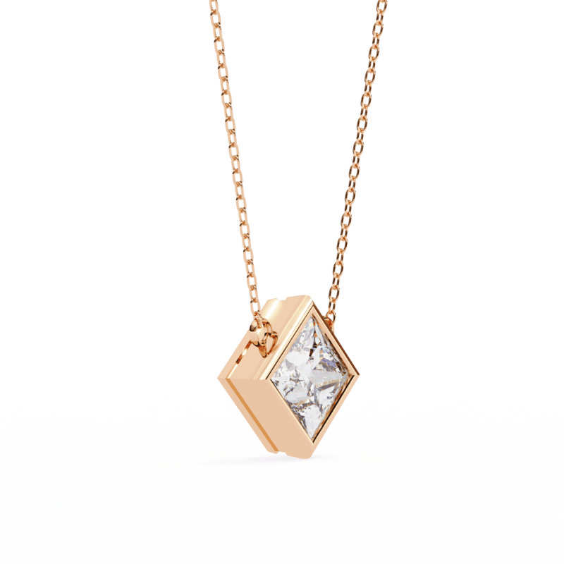 Princess Cut Bezel Diamond Necklace