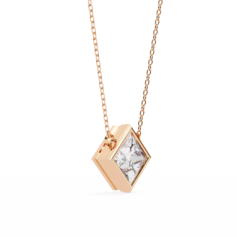 Princess Cut Bezel Diamond Necklace