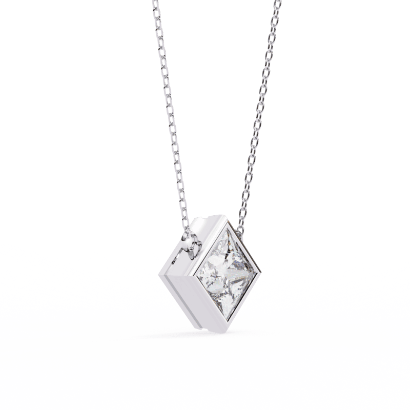 Princess Cut Bezel Diamond Necklace