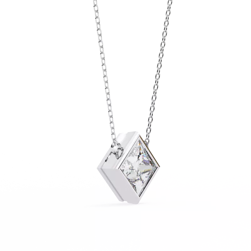 Princess Cut Bezel Diamond Necklace