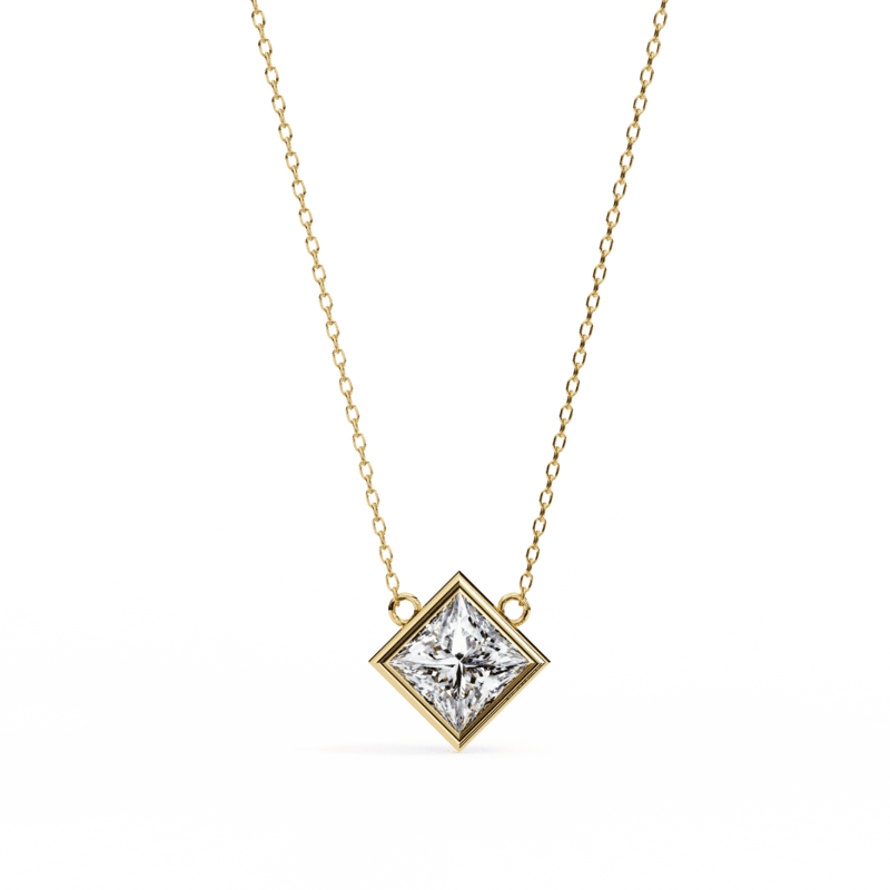 Princess Cut Bezel Diamond Necklace
