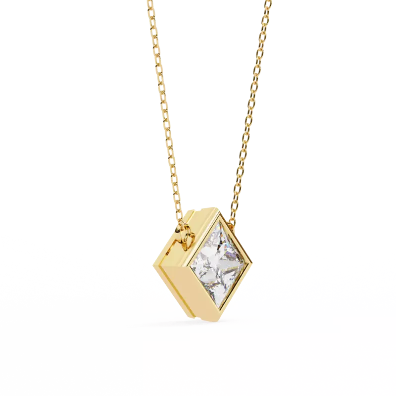 Princess Cut Bezel Diamond Necklace