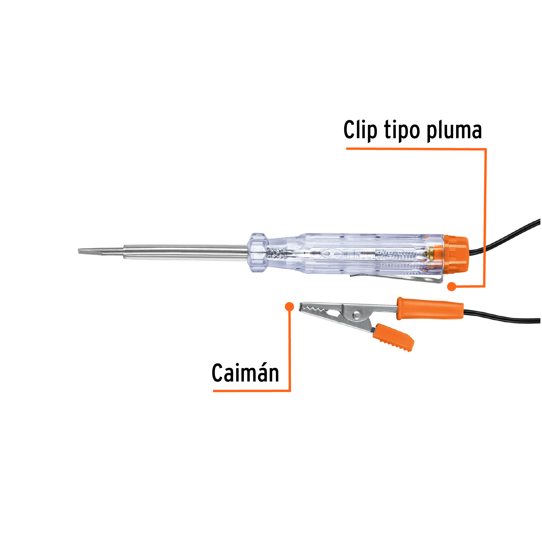 Probador de circuitos, 14 cm con caimán - PROCO-14X / 13987
