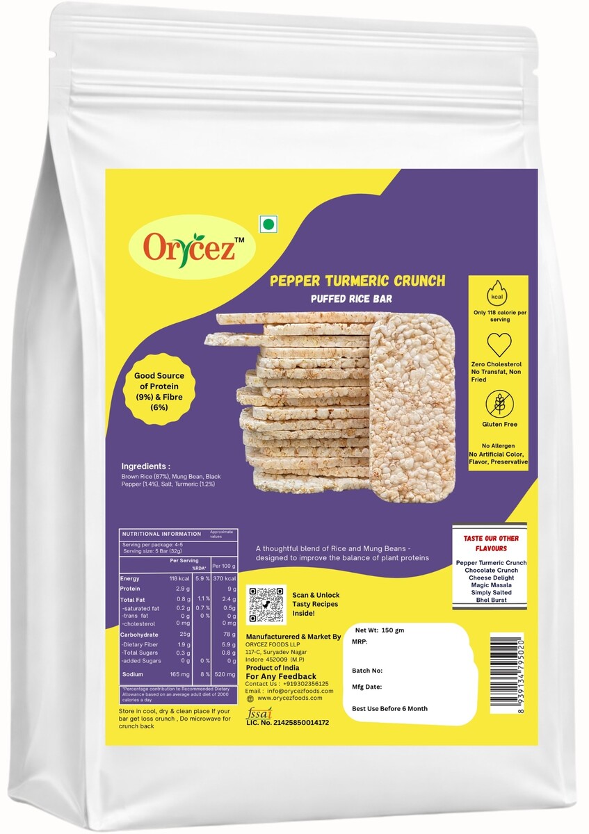 Pepper Turmeric Crunch Puffed Rice Bar