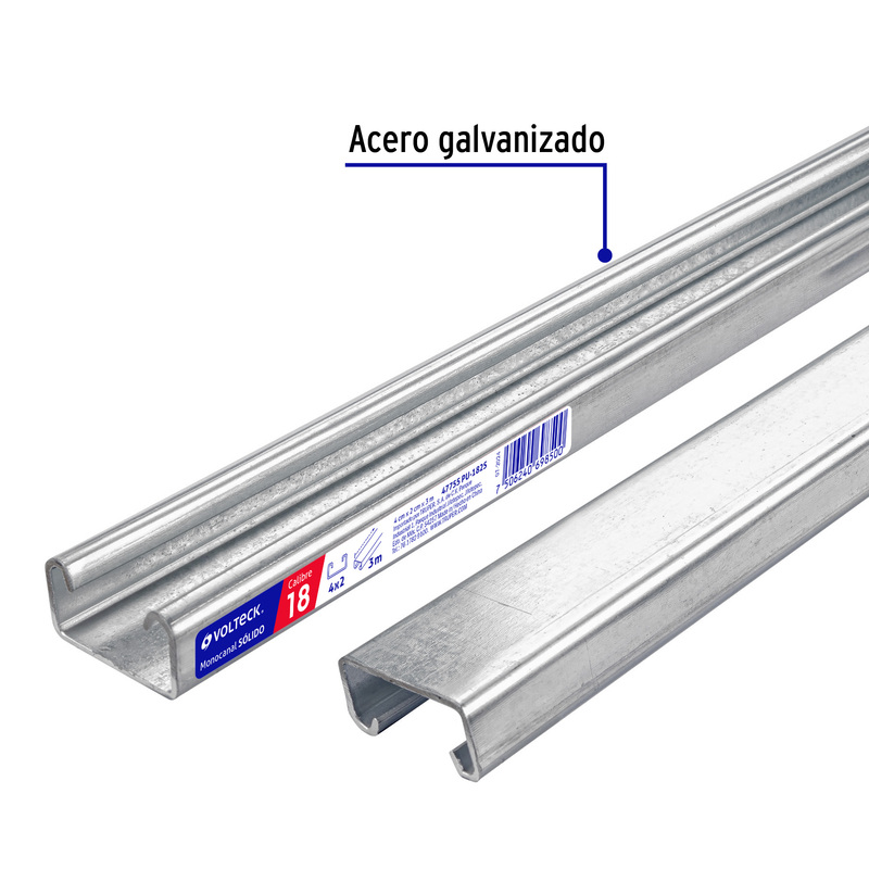 Perfil monocanal sólido de 3 m, 4 x 2 cm cal. 18, Volteck - 47755 - PU-182S - Caja con 2 Pieza – Master 0 Perfil monocanal sólido de 3 m, 4 x 2 cm cal. 18, Volteck - 47755 - PU-182S - Caja con 2 Pieza – Master 0