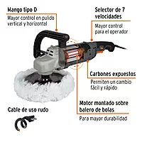 Pulidora 7' 1200 W velocidad variable, industrial, Truper - PULA-7N / 16673