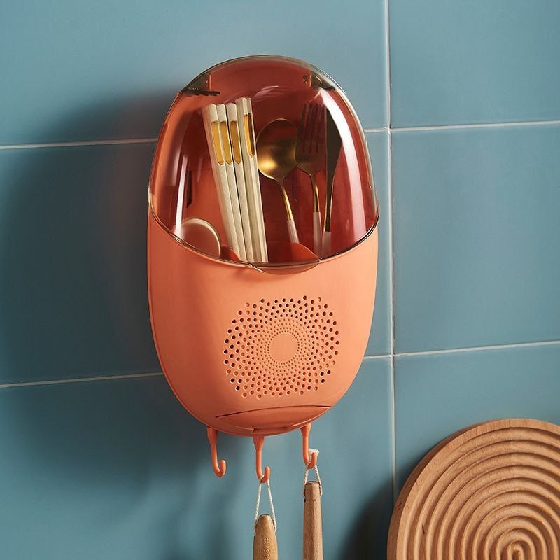 PUNCH-FREE DUSTPROOF KITCHEN CUTLERIES AND UTENSILS RACK