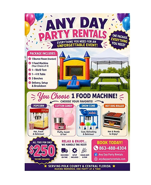 Package Party All-In-One Benches / Paquete de fiesta de bancos todo en uno