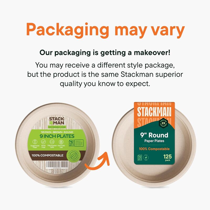 Heavy Duty Disposable Plates [125-Pack] 9 Inch Plates