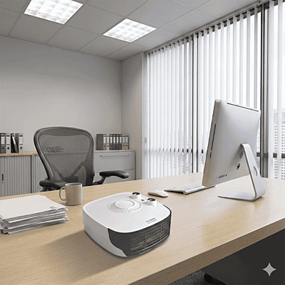 Padmini Fan Heater 102 with power indicator light turned on. Padmini Fan Heater 102 with power indicator light turned on.