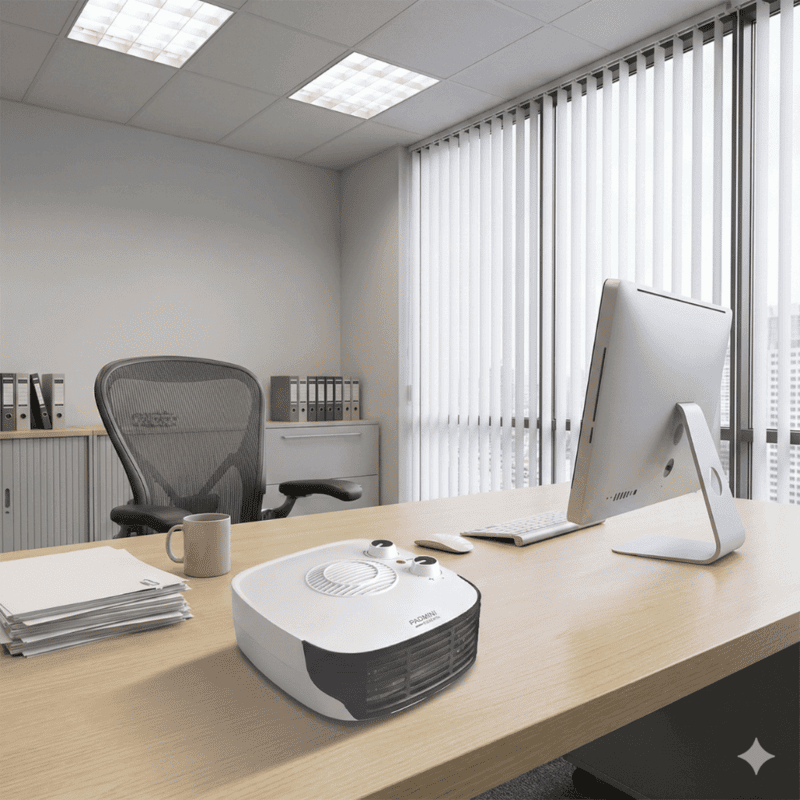 Padmini Fan Heater 102 with power indicator light turned on.