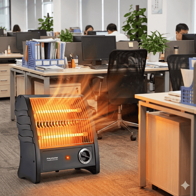 Close-up of heat control knob on Padmini Lava 1500 quartz heater.