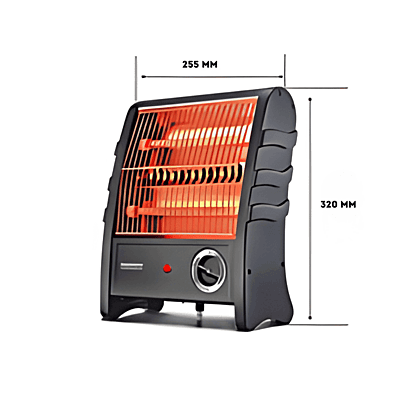Front view of Padmini Lava 800 portable electric room heater with safety grill.