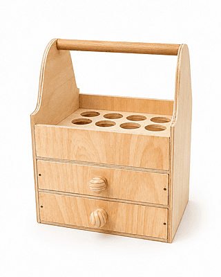 Wooden Artist Supply Organizer with Drawers & Brush Holder space