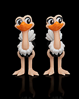 Pair of Ostriches -3D Printed Toy