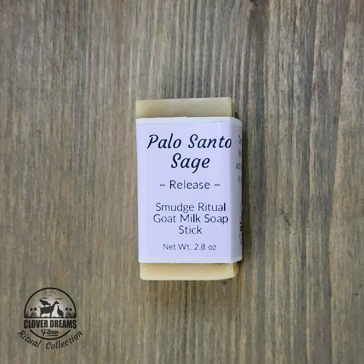 Palo Santo Sage Smudge Ritual Goat Milk Soap Stick in its paper wrap Palo Santo Sage Smudge Ritual Goat Milk Soap Stick in its paper wrap