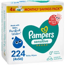 Pampers Sensitive Protect Wipes 224 (4x56)