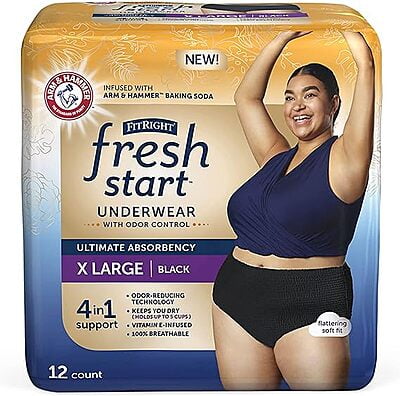 FitRight Fresh Start Postpartum Incontinence Underwear - Black - 12 Count, Pack of 1 FitRight Fresh Start Postpartum Incontinence Underwear - Black - 12 Count, Pack of 1