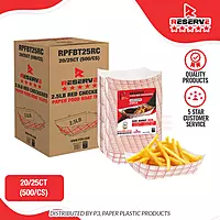 Reserve Paper Food Boat Trays 2.5lb Red Checkered 20/25