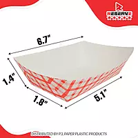 Reserve Paper Food Boat Trays 2.5lb Red Checkered 20/25