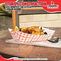 Reserve Paper Food Boat Trays 2.5lb Red Checkered 20/25