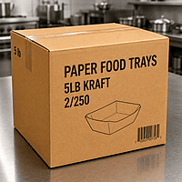 Paper Food Trays 5lb Kraft 2/250