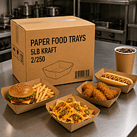 Paper Food Trays 5lb Kraft 2/250