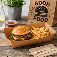 Paper Food Trays 5lb Kraft 2/250