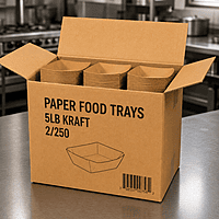 Paper Food Trays 5lb Kraft 2/250
