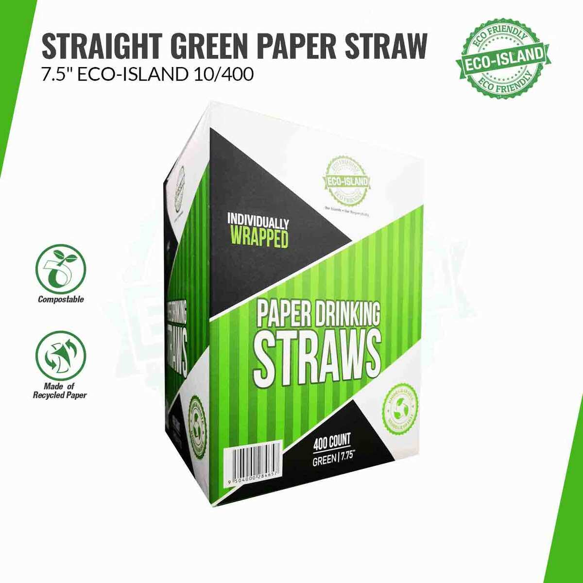 Paper Straw G+W (7.5") box Eco-Island 10/400