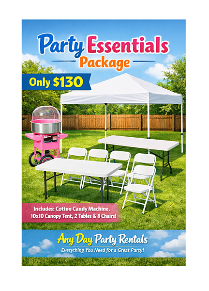 Party package includes cotton candy - El paquete de fiesta incluye algodón de azúcar.