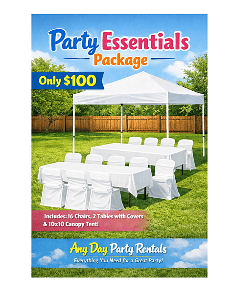 Package set Chairs, Tables, Covers and 10 x 10 tent