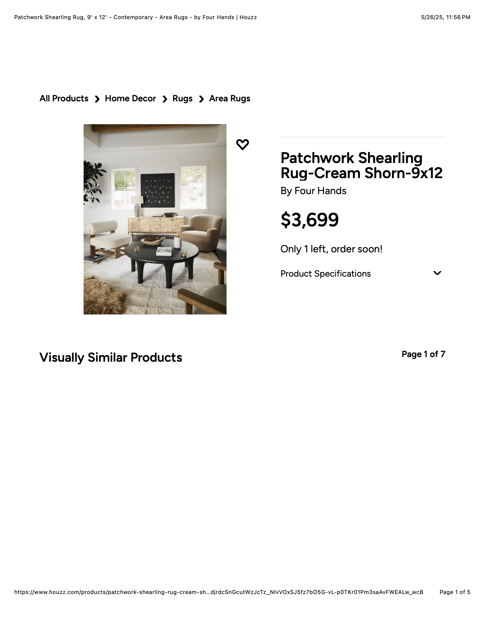 Adalira Modern Classic Cream Sheared Sheepskin Solid Rug - 9'x12'