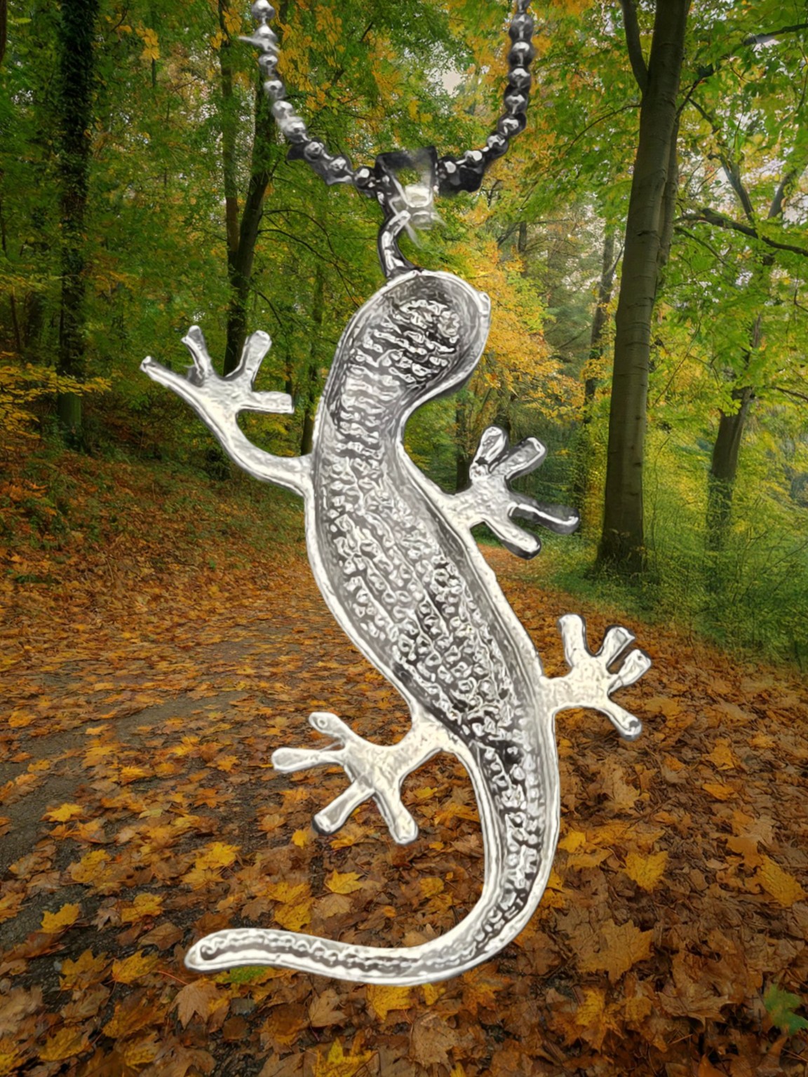 Paua Shell Lizard Necklace