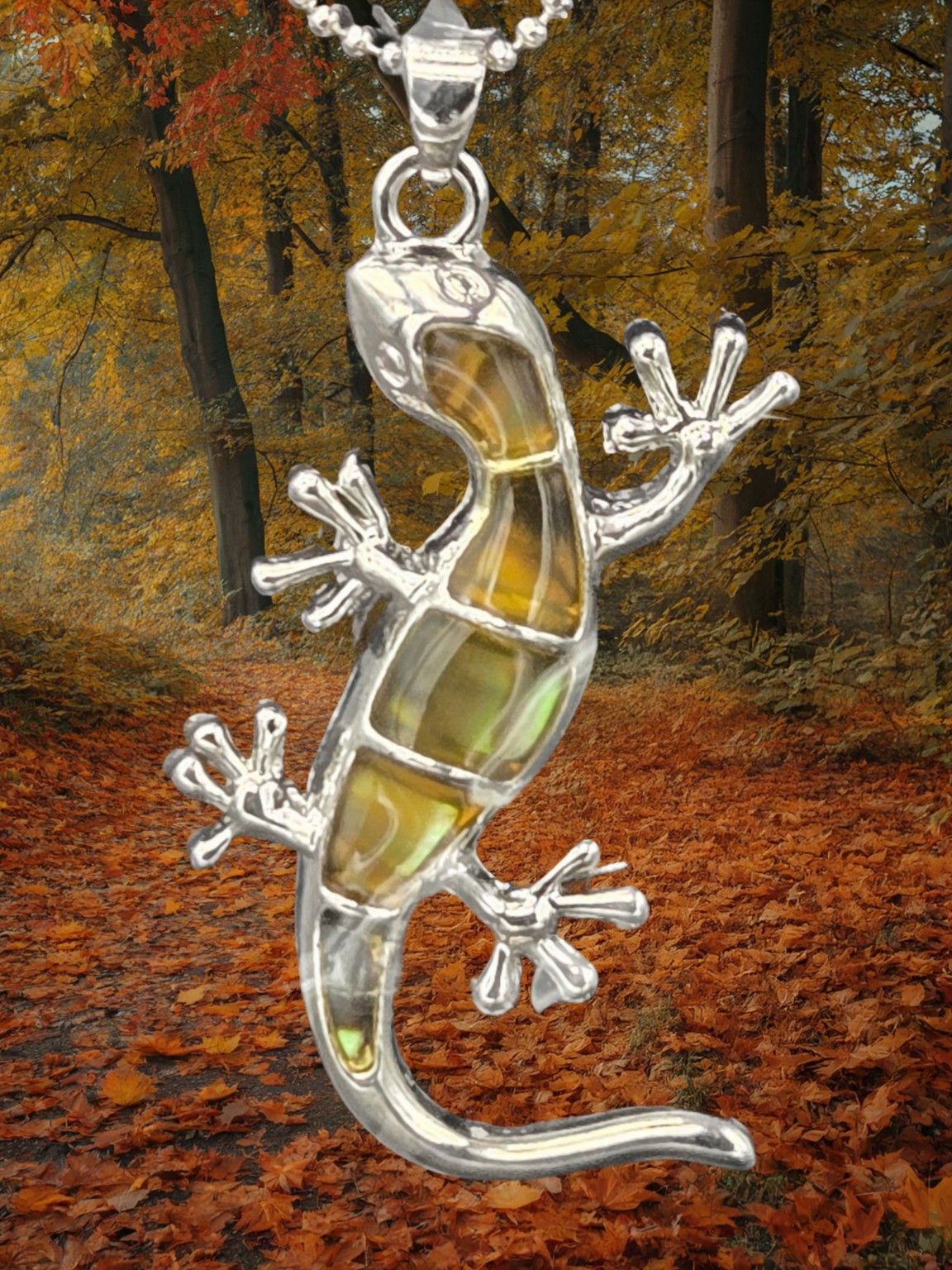 Paua Shell Lizard Necklace