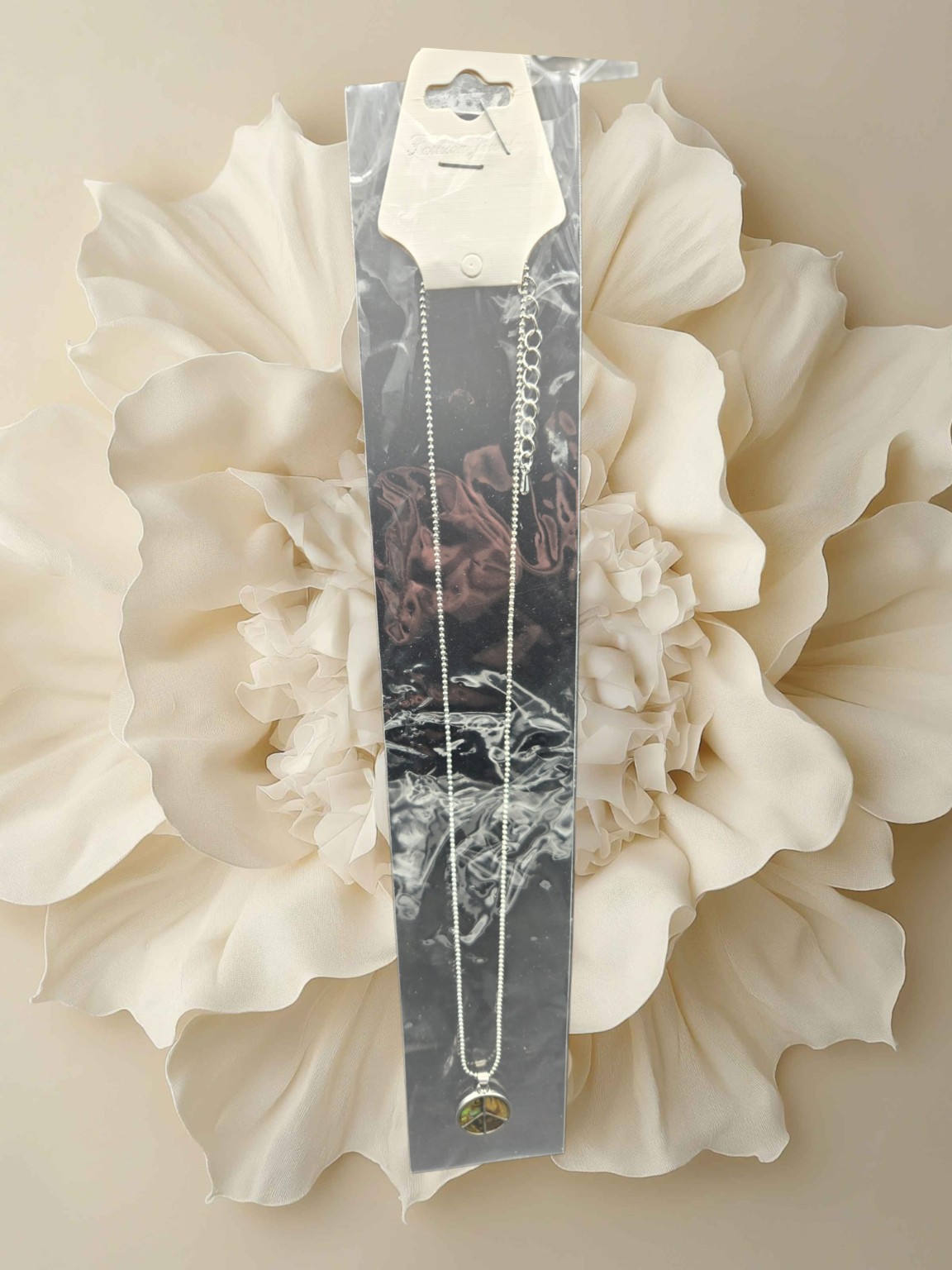 Peace Sign Paua Shell Pendant Necklace