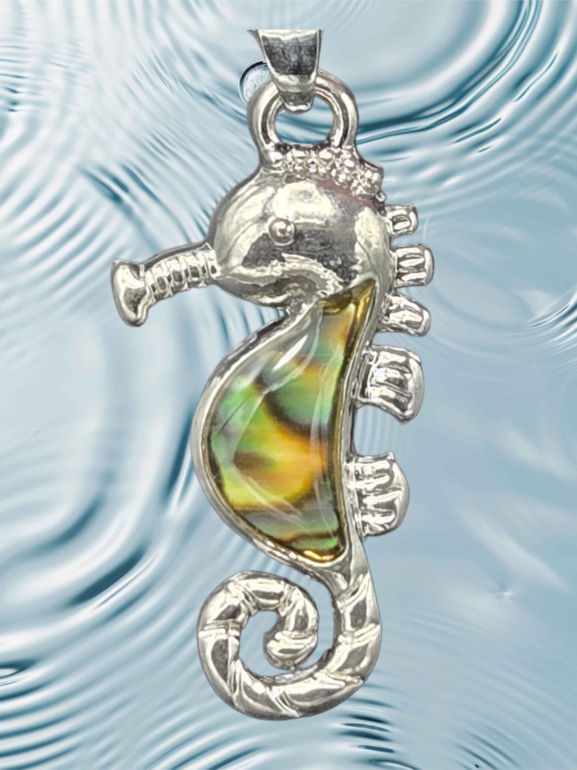 Seahorse Paua Shell Pendant Necklace