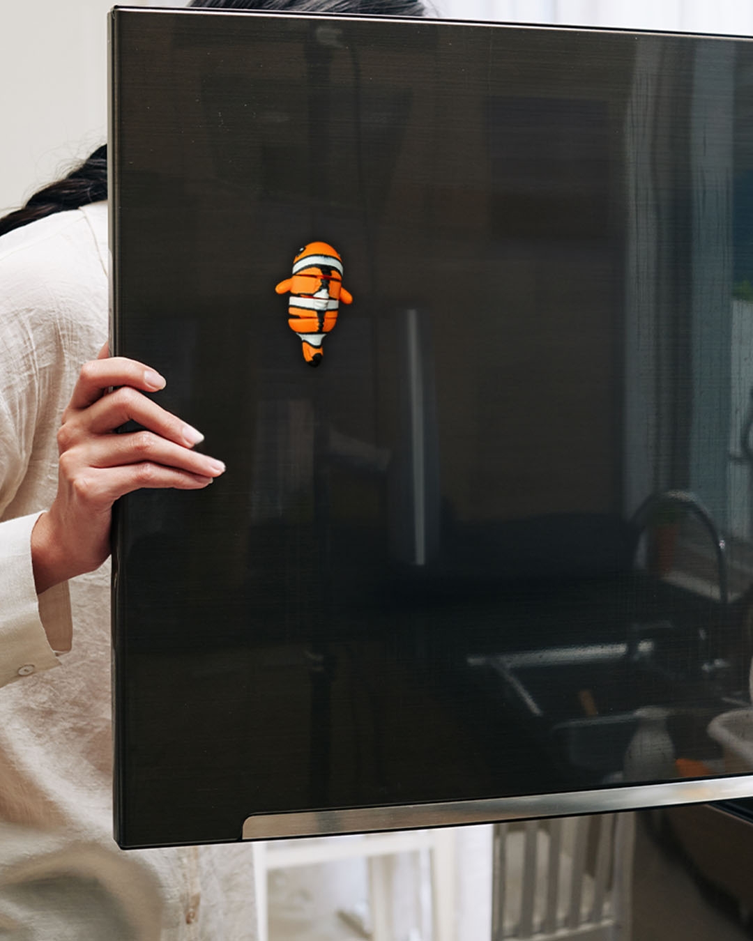 Cute Flexi Clownfish Fridge Magnet - 3D Printed Flexi Keychain with Magnet