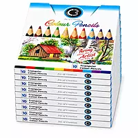 DOMS C3 Colour Pencils 10 Shades Pack of 10 | Triangular Colour Pencil Set for Kids