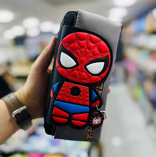 Spider-Man 3D Double Zipper Fabric Pencil Pouch for Kids | Superhero Stationery Case